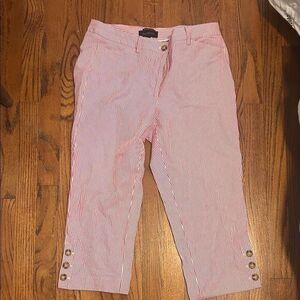 Talbots Pink and White Striped Skimmer Pants size 8  A